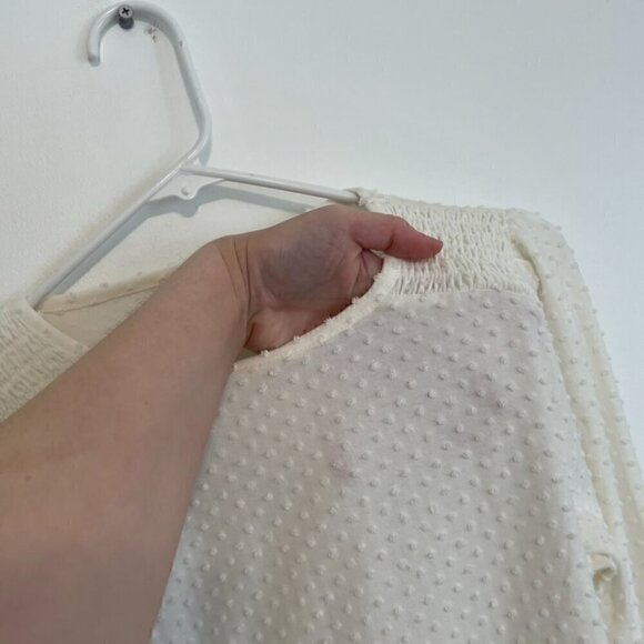 J. CREW FACTORY Long Sleeve Clip Dot Top Cream Ivory Off White ? Textured Blouse - Picture 7 of 13